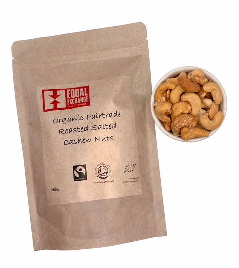 Organic Fairtrade Roasted Salted Cashew Nuts, 250g bag