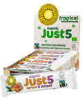 Front of organic Just 5 bar overlapping display case of the same bars